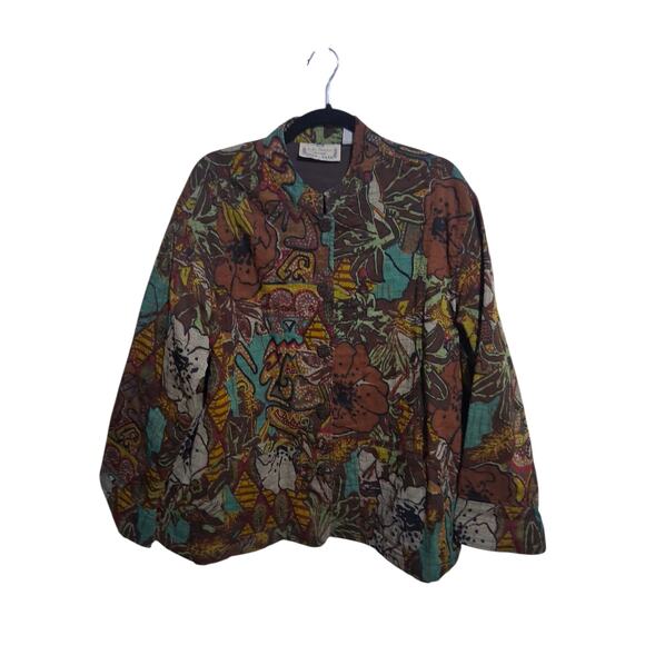 Vintage Life Style Womens 3X Quilted Floral Patchwork Artsy Boho Cardigan Jacket - Picture 8 of 14